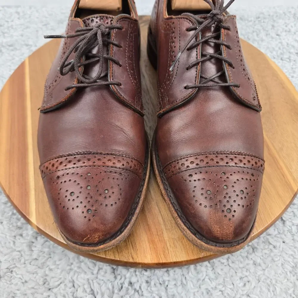 Allen Edmonds Mens 10D 6th Avenue Brown Leather Cap Toe Brogue Oxford Shoe 2026